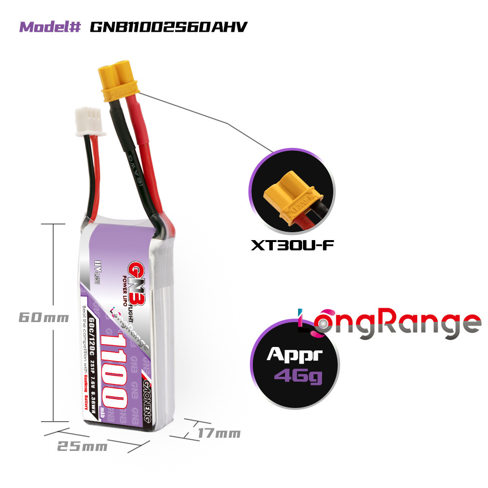 GNB 1100 мАч 2S 3S 4S 6S 60C/1 – обзор и цена Drone Lipo Battery